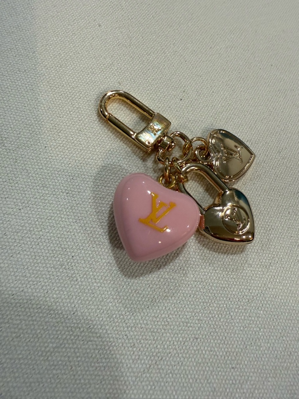 Pink Heart Charm w/Gold Hardware - Picture 2 of 4